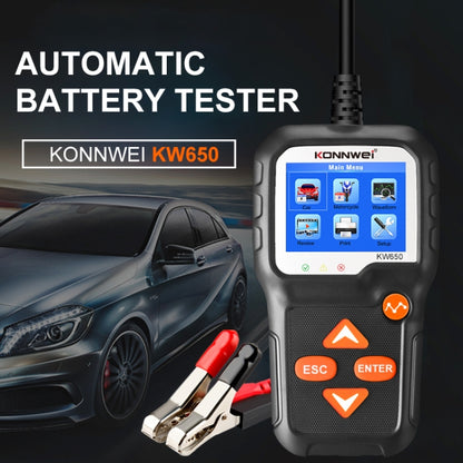 KONNWEI KW650 6V- 12V รถแบตเตอรี่รถจักรยานยนต์เครื่องตัดหญ้าเครื่องตรวจจับ 2.4 นิ้วสีจอแสดงผลและกราฟรูปคลื่น, KW650