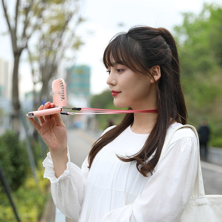 F20 พัดลมมือถือไฟฟ้าแบบพกพาสก์ท็อปพับปิดเสียง USB แขวนคอพัดลม, F20 (Pink), F20 (Green), F20 (Blue), F20 (White)