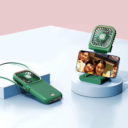 F30 พัดลมมือถือไฟฟ้าแบบตั้งโต๊ะแบบพกพาพับปิดเสียง USB พัดลมแขวนคอรุ่นอัพเกรด, F30 (Pink), F30 (Green), F30 (Blue), F30 (White)
