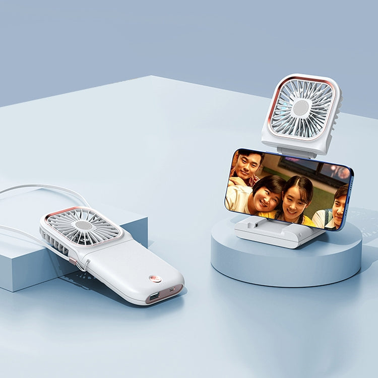 F30 พัดลมมือถือไฟฟ้าแบบตั้งโต๊ะแบบพกพาพับปิดเสียง USB พัดลมแขวนคอรุ่นอัพเกรด, F30 (Pink), F30 (Green), F30 (Blue), F30 (White)