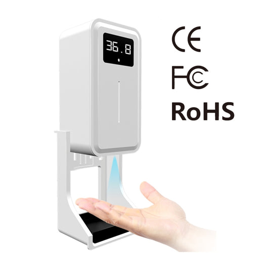 Rehabor A เครื่องวัดอุณหภูมิเซ็นเซอร์วัดอุณหภูมิร่างกายแบบไม่สัมผัสแบบแฮนด์ฟรี + เครื่องจ่ายสบู่เหลวอัตโนมัติแบบไม่สัมผัส 450 มล. พร้อมฐานยึด, Rehabor A