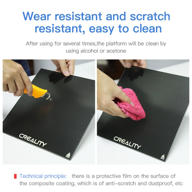 Creality Carborundum แพลตฟอร์มแผ่นกระจกเตียงอุ่นสร้างพื้นผิวสำหรับ Ender-3 ส่วนเครื่องพิมพ์ 3D
