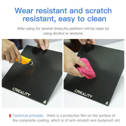 Creality Carborundum แพลตฟอร์มแผ่นกระจกเตียงอุ่นสร้างพื้นผิวสำหรับ Ender-3 ส่วนเครื่องพิมพ์ 3D