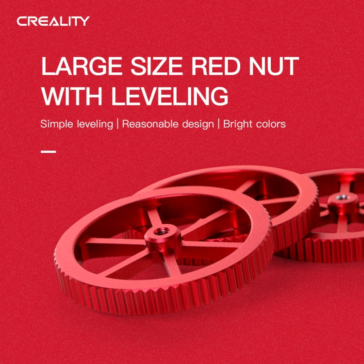 Creality โลหะสีแดงมือสกรู Leveling Nut สำหรับ Ender-3 / Ender-3 Pro / Ender-3 V2 / CR-10 Pro V2 3D เครื่องพิมพ์