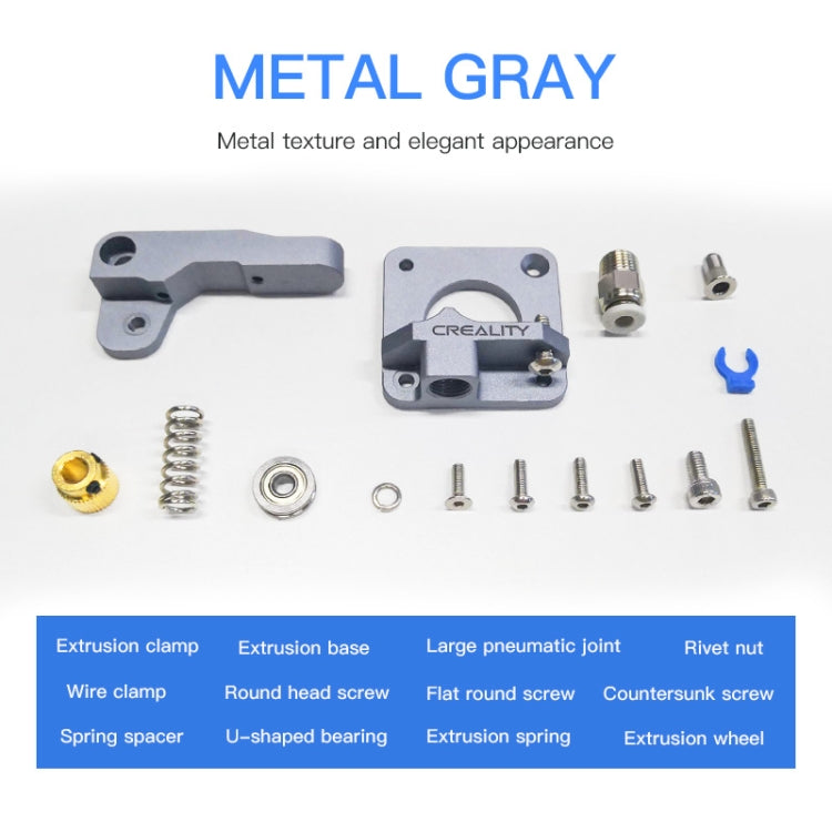 Creality โลหะทั้งหมด Silver Block Bowden Extruder ชุดสำหรับ Ender-3 / Ender-3 Pro / Ender-3 V2 / CR-10 Pro V2 3D เครื่องพิมพ์