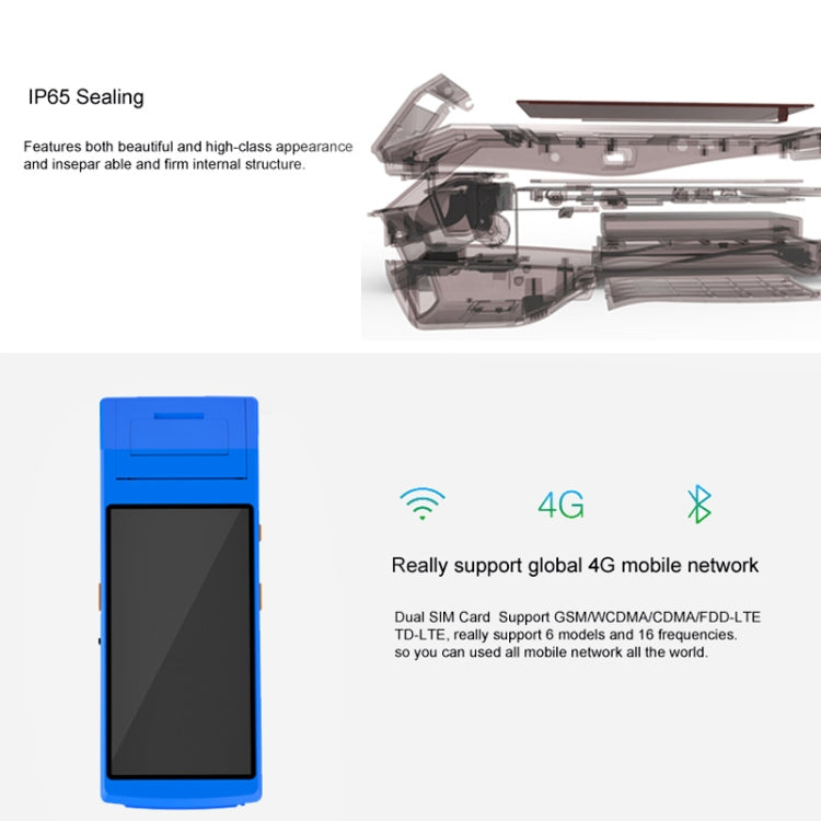 PDA-5501 มัลติฟังก์ชั่นหน้าจอ IPS ขนาด 5.5 นิ้วการป้องกัน IP65 เทอร์มินัลอัจฉริยะแบบ All-in-one เครื่องพิมพ์สายความร้อนในตัวและไมโครโฟนและลำโพงรองรับ WiFi และ Bluetooth และ GPS