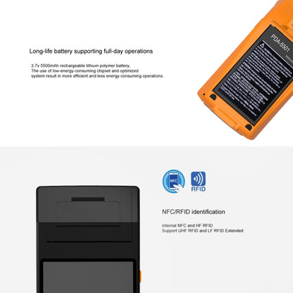 PDA-5501 มัลติฟังก์ชั่นหน้าจอ IPS ขนาด 5.5 นิ้วการป้องกัน IP65 เทอร์มินัลอัจฉริยะแบบ All-in-one เครื่องพิมพ์สายความร้อนในตัวและไมโครโฟนและลำโพงรองรับ WiFi และ Bluetooth และ GPS