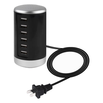 XLD4 30W 6-USB พอร์ตอะแดปเตอร์ชาร์จไฟสถานี AC100-240V, ปลั๊ก US