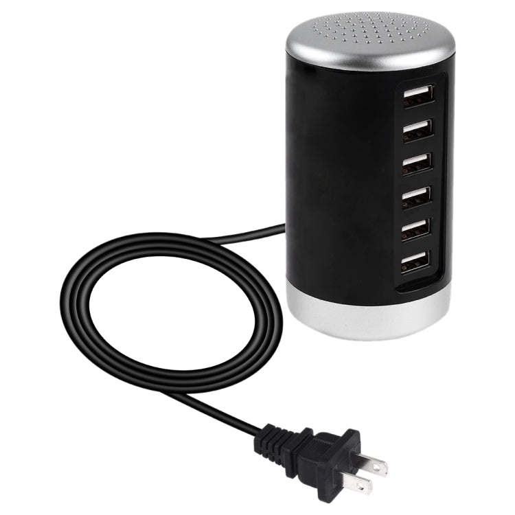 XLD4 30W 6-USB พอร์ตอะแดปเตอร์ชาร์จไฟสถานี AC100-240V, ปลั๊ก US