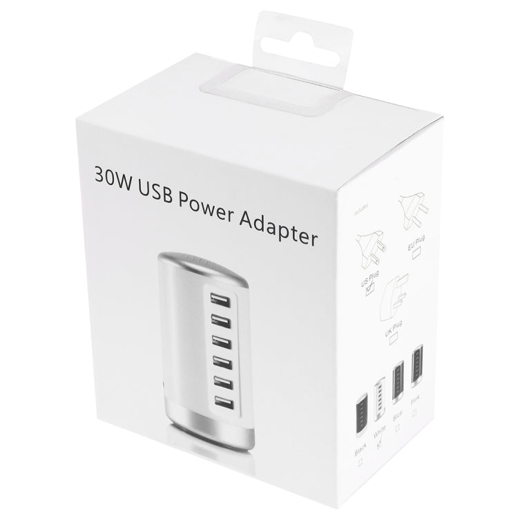 XLD4 30W 6-USB พอร์ตอะแดปเตอร์ชาร์จไฟสถานี AC100-240V, ปลั๊ก US