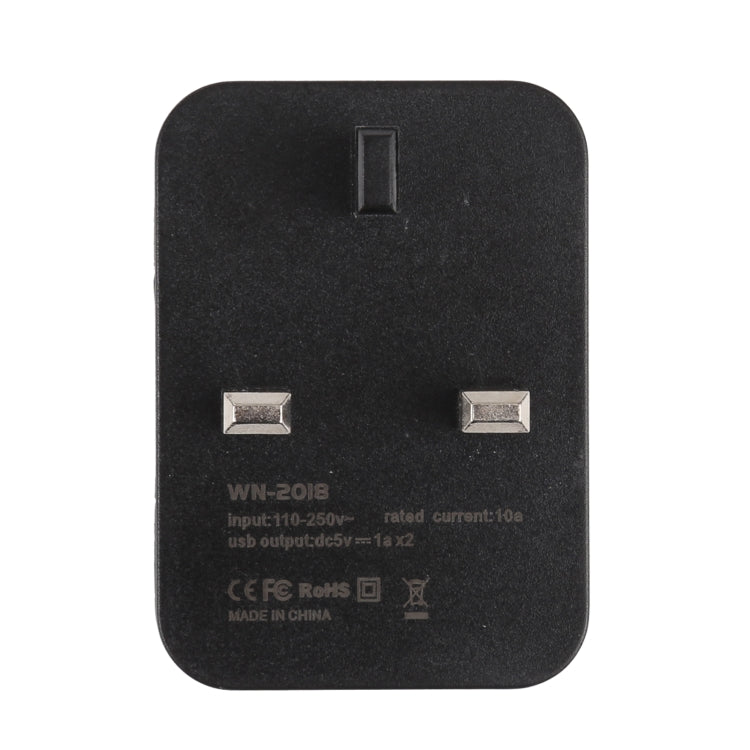WN-2018 ปลั๊กอะแดปเตอร์ชาร์จไฟ USB Travel Charger แบบคู่, ปลั๊ก UK, UK Plug