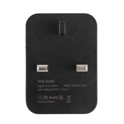 WN-2018 ปลั๊กอะแดปเตอร์ชาร์จไฟ USB Travel Charger แบบคู่, ปลั๊ก UK, UK Plug