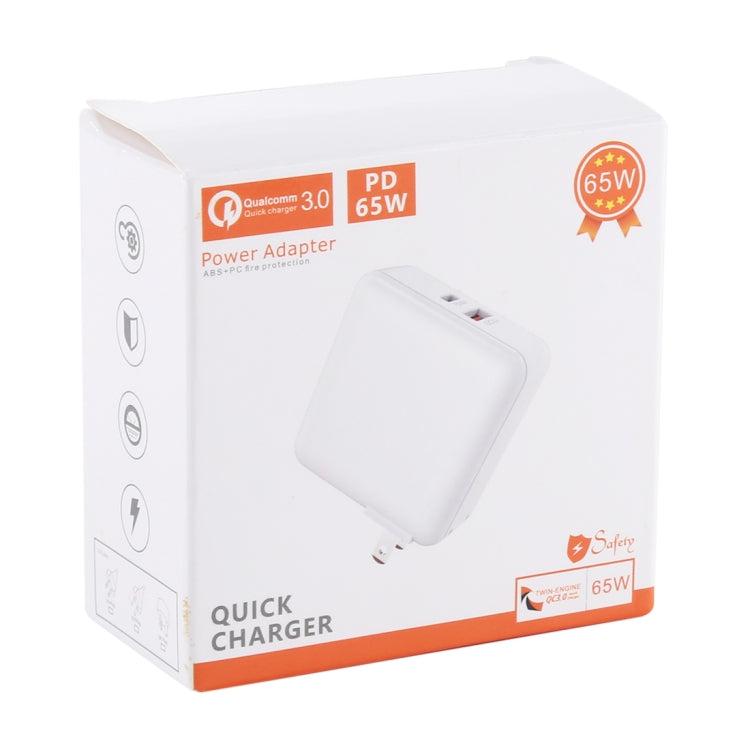 PD65W-A6 PD 65W 90 องศาขาพับได้แบบพกพามัลติฟังก์ชั่ USB ชาร์จด่วน, สหรัฐเสียบ