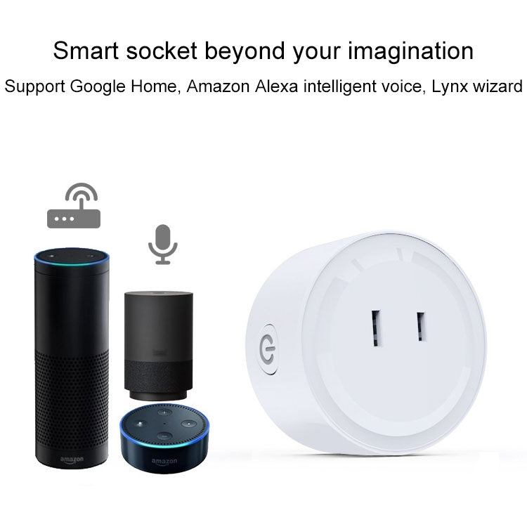 10A ทรงกลม WiFi มินิปลั๊ก APP รีโมทคอนโทรลจับเวลาสมาร์ทซ็อกเก็ตสนับสนุน Alexa และ Google Home, AC 100-240V, ปลั๊ก JP / US