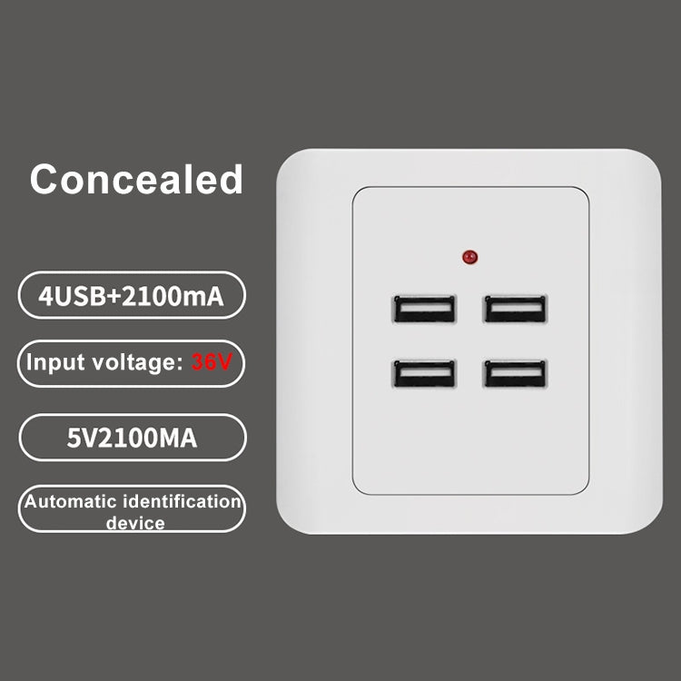 5V 3.1A 4 พอร์ต USB Wall Charger อะแดปเตอร์ Dock Station ซ็อกเก็ตแผงไฟฟ้า,อินพุต 36V, 4 Ports USB 2.0