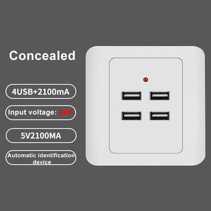 5V 3.1A 4 พอร์ต USB Wall Charger อะแดปเตอร์ Dock Station ซ็อกเก็ตแผงไฟฟ้า,อินพุต 36V, 4 Ports USB 2.0