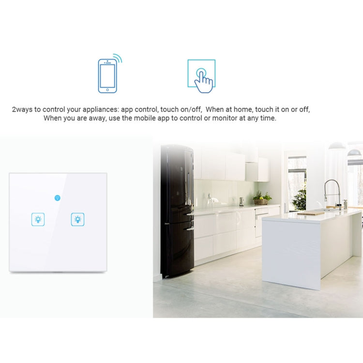 WS-UK-01 EWeLink APP & Touch Control 2A 1 Gang แผงกระจกนิรภัยสมาร์ทสวิตช์ผนัง, AC 90 V-250 V, UK Plug, 1 Gang