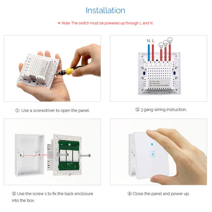 WS-UK-01 EWeLink APP & Touch Control 2A 1 Gang แผงกระจกนิรภัยสมาร์ทสวิตช์ผนัง, AC 90 V-250 V, UK Plug, 1 Gang
