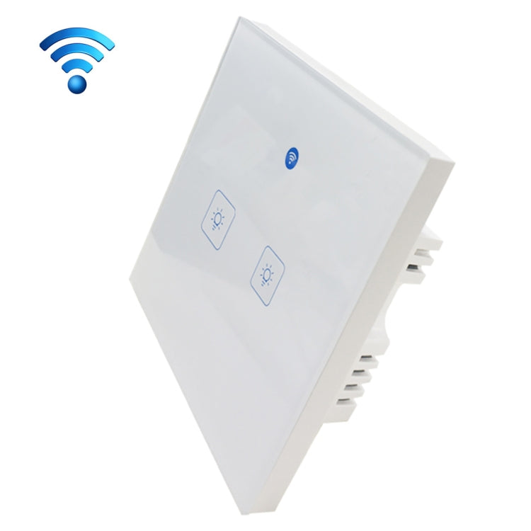 WS-UK-02 EWeLink APP & Touch Control 2A 2 Gangs แผงกระจกนิรภัยสมาร์ทสวิตช์ผนัง, AC 90 V-250 V, UK Plug, 2 Gangs