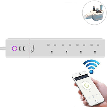 2 x พอร์ต USB + 4 x ปลั๊ก UK แจ็ค WiFi รีโมทคอนโทรล ปลั๊กไฟอัจฉริยะทำงานร่วมกับ Alexa และ Google Home, ความยาวสายเคเบิล: 1.8 ม., AC 90-265V, ปลั๊ก UK, 4xUSB + 3xUK Plug(UK Plug)