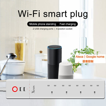 2 x พอร์ต USB + 4 x ปลั๊ก UK แจ็ค WiFi รีโมทคอนโทรล ปลั๊กไฟอัจฉริยะทำงานร่วมกับ Alexa และ Google Home, ความยาวสายเคเบิล: 1.8 ม., AC 90-265V, ปลั๊ก UK, 4xUSB + 3xUK Plug(UK Plug)