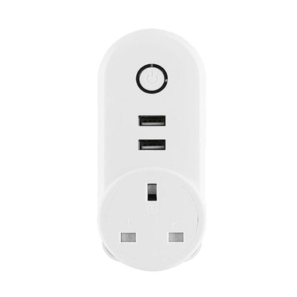 SA-002 2 พอร์ต USB + 1 ซ็อกเก็ตสหภาพยุโรป WiFi ปลั๊กไฟอัจฉริยะเข้ากันได้กับ Alexa และ Google Home, AC 110V-230V, UK Plug, US Plug