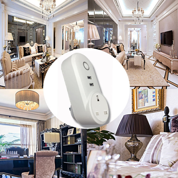 SA-002 2 พอร์ต USB + 1 ซ็อกเก็ตสหภาพยุโรป WiFi ปลั๊กไฟอัจฉริยะเข้ากันได้กับ Alexa และ Google Home, AC 110V-230V, UK Plug, US Plug