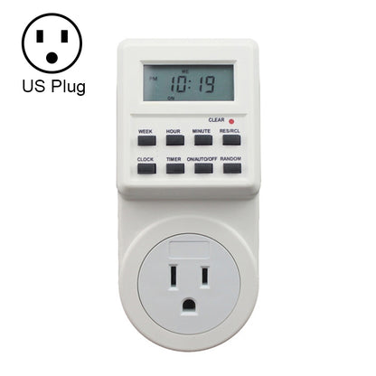 AC 120V Smart Home Plug-in จอแสดงผล LCD นาฬิกาฟังก์ชั่นเวลาฤดูร้อน 12/24 ชั่วโมงเปลี่ยนสวิตช์จับเวลาซ็อกเก็ต, US Plug, AC 120V US Plug