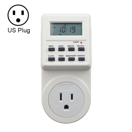AC 120V Smart Home Plug-in จอแสดงผล LCD นาฬิกาฟังก์ชั่นเวลาฤดูร้อน 12/24 ชั่วโมงเปลี่ยนสวิตช์จับเวลาซ็อกเก็ต, US Plug, AC 120V US Plug