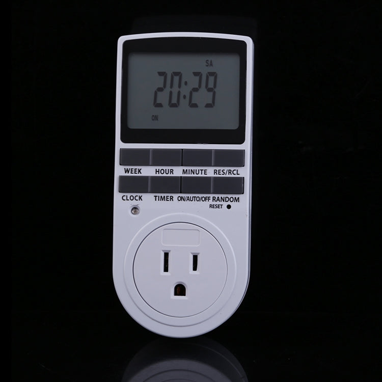 AC 120 โวลต์สมาร์ทโฮมปลั๊กอินโปรแกรมจอแสดงผล LCD นาฬิกาฟังก์ชั่นเวลาฤดูร้อน 12/24 ชั่วโมงเปลี่ยนสวิตช์จับเวลาซ็อกเก็ต, สหรัฐเสียบ, AC 120V US Plug