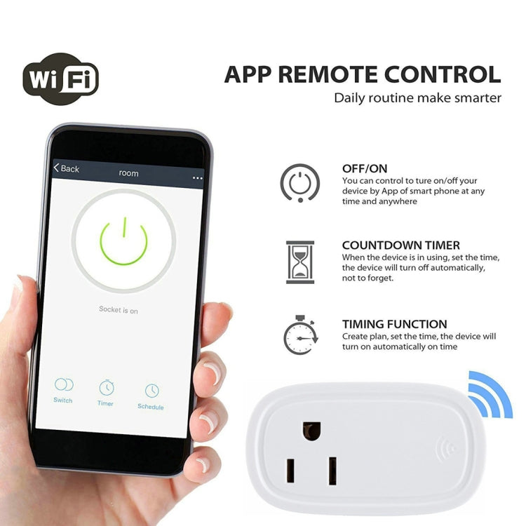 JH-G09U 15A 2.4GHz WiFi ควบคุม Hubless ปลั๊กไฟบ้านอัจฉริยะทำงานร่วมกับ Alexa และ Google Home, AC 100-240V, US Plug, JH-G09U