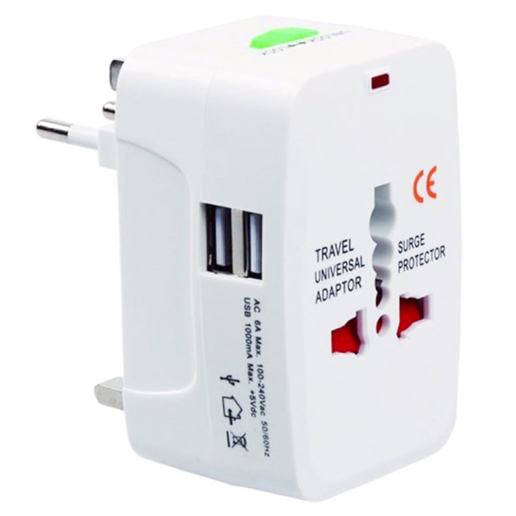 ตัวแปลงสากลสำหรับเดินทางอเนกประสงค์ 110-250V พร้อมอินเทอร์เฟซ USB คู่, ปลั๊ก EU / UK / US / AU