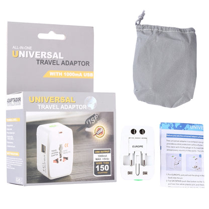 ตัวแปลงสากลสำหรับเดินทางอเนกประสงค์ 110-250V พร้อมอินเทอร์เฟซ USB คู่, ปลั๊ก EU / UK / US / AU