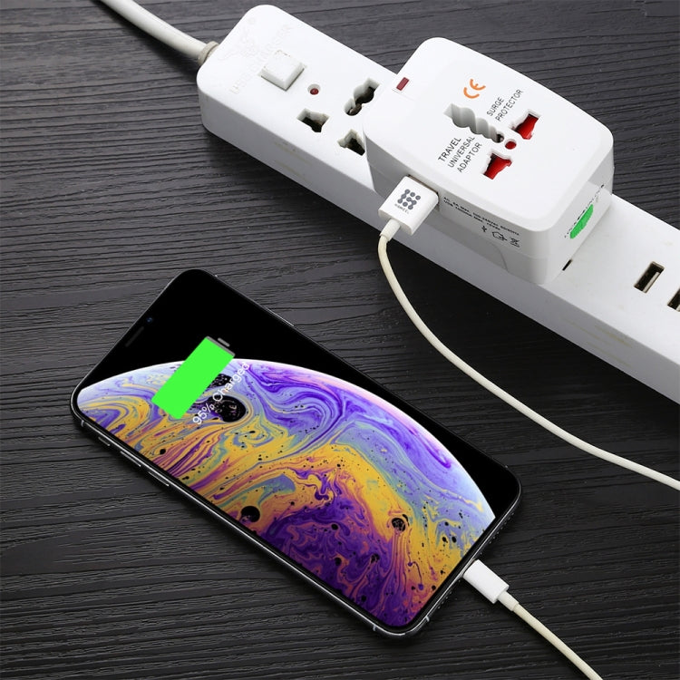 ตัวแปลงสากลสำหรับเดินทางอเนกประสงค์ 110-250V พร้อมอินเทอร์เฟซ USB คู่, ปลั๊ก EU / UK / US / AU
