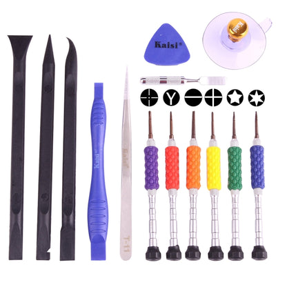 K-T3601 14 in 1 (6 x ไขควง + 1 x แหนบ + 1 x สปริงเกอร์สแตนเลส + 1 x สปริงเกอร์ป้องกันไฟฟ้าสถิต + 3 x 146 สปริง + 1 x ตัวดูด + 1 x ที่เปิดสามเหลี่ยม) ชุดเครื่องมือเปิดอเนกประสงค์สำหรับมืออาชีพสำหรับ iPhone, Samsung, Xiaomi และโทรศัพท์อื่นๆ, K-T3601