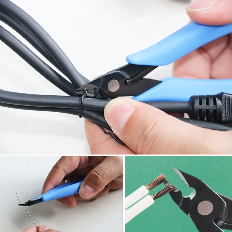 FC-120 คีมอิเล็กทรอนิกส์ขนาดเล็กเครื่องตัดสายเคเบิลด้านข้างแนวทแยง ลวด เครื่องตัดซ่อมมือ เครื่องมือ, C-120