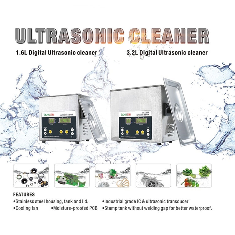 บากู BK-2000 120W 3.36L จอแสดงผล LCD เครื่องทำความร้อนอัลตราโซนิกพร้อมตะกร้า, AC 220V, ปลั๊ก EU, BK-2000 120W 3.36L 220V