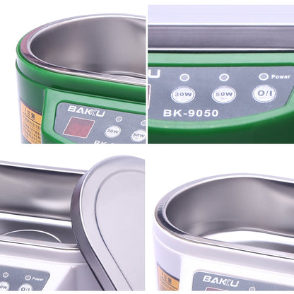 บากู BK-9050 30W / 50W จอแสดงผล LCD ปรับได้ 0.6L เครื่องทำความสะอาดอัลตราโซนิก, AC 220V, BK-9050 30W / 50W 0.6L 220V Green, BK-9050 30W / 50W 0.6L 220V White