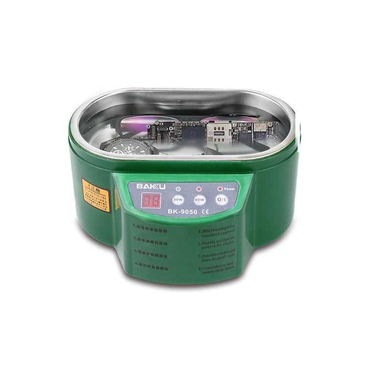 บากู BK-9050 30W / 50W จอแสดงผล LCD ปรับได้ 0.6L เครื่องทำความสะอาดอัลตราโซนิก, AC 220V, BK-9050 30W / 50W 0.6L 220V Green, BK-9050 30W / 50W 0.6L 220V White