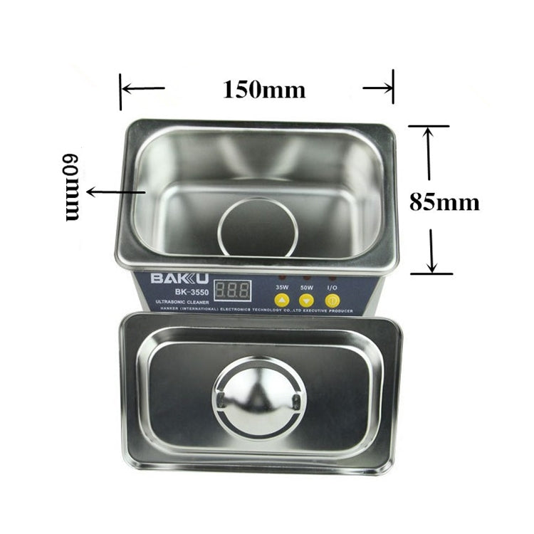 BAKU BK-3550 35W / 50W จอแสดงผล LCD 0.8L ที่ปรับได้เครื่องทำความสะอาดอัลตราโซนิก, AC 110V, ปลั๊ก US, BK-3550 35W / 50W 0.8L 110V