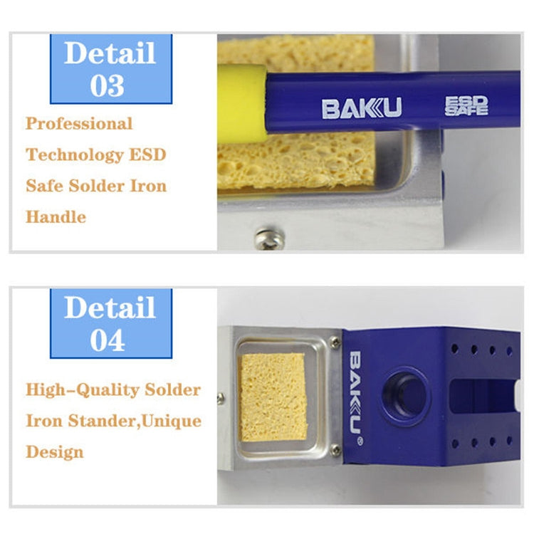 บากู BK-601D AC 220V LED แสดงผล 2 in 1 Hot Air Gun การประสาน สถานีบัดกรีเหล็ก, BK-601D AC 220V