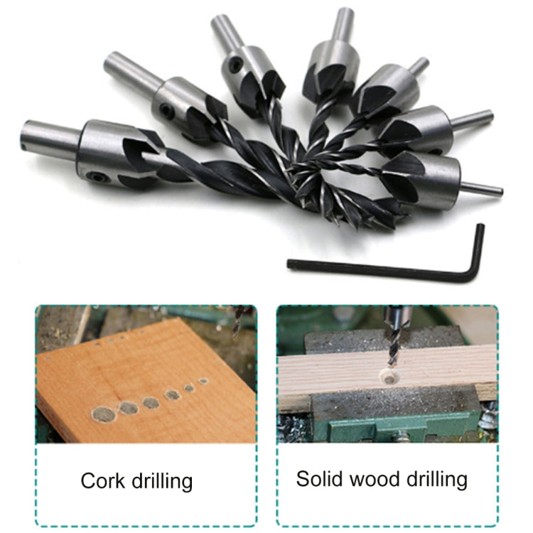 7 in 1 ไม้ Countersink Chamfer สามชี้ความเร็วสูงเหล็กเจาะชุด Bits,3-10 มม., 7 PCS/Set