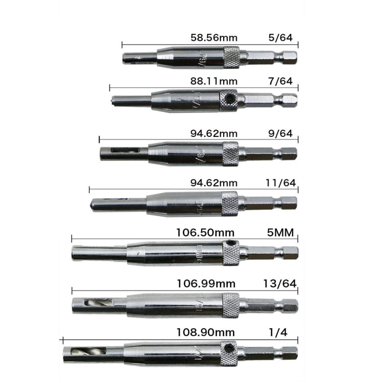 7 ชิ้น/เซ็ตประตู Self Centering บานพับ Tapper Core เจาะชุด Bit Hole Puncher งานไม้เครื่องมือ (5/64,7/64,9/64,11/64,13/64,1/4 นิ้ว,5 มม.), 7 PCS/Set
