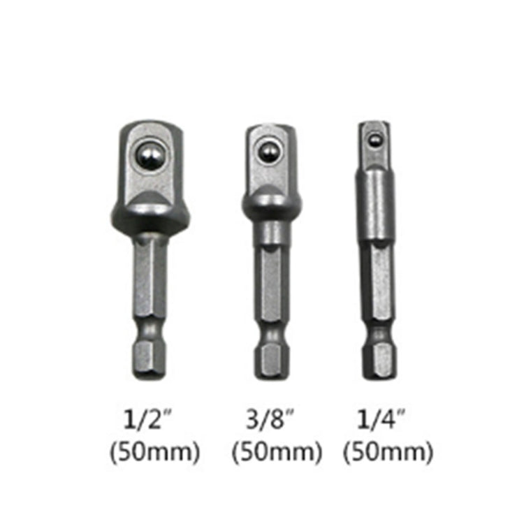 3 ชิ้น/เซ็ต Socket Bit Extension Bar อะแดปเตอร์ Hex Shank เจาะไดร์เวอร์อ่อนนุชสว่านไฟฟ้า Bit (1/4, 3/8, 1/2 นิ้ว), ความยาว: 50 มม., Length: 50mm