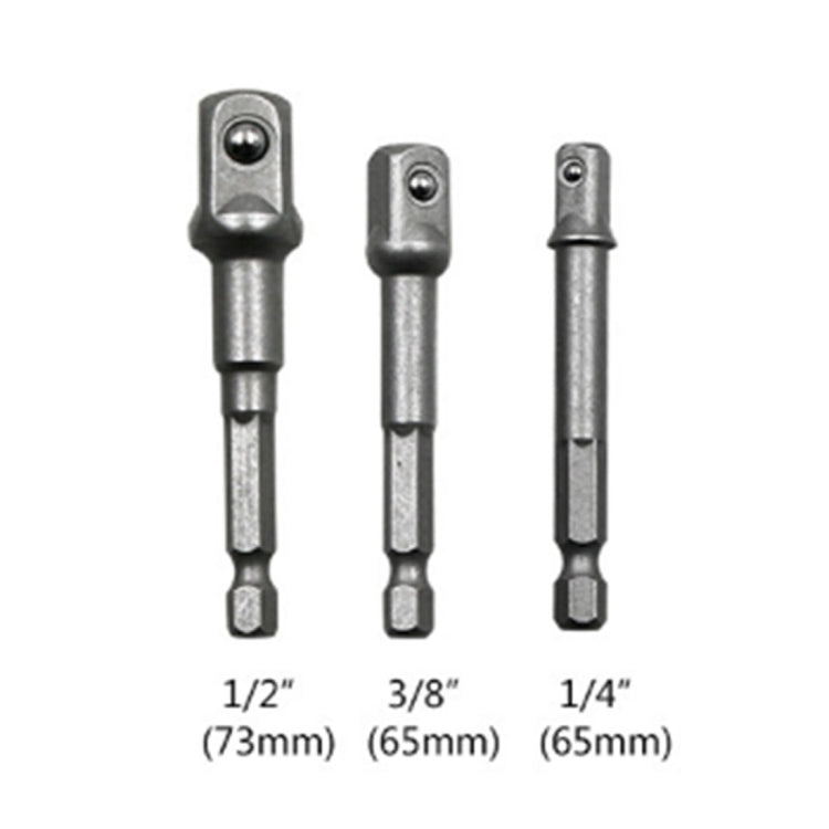 3 ชิ้น/เซ็ต Socket Bit Extension Bar อะแดปเตอร์ Hex Shank เจาะไดร์เวอร์อ่อนนุชสว่านไฟฟ้า Bit (1/4, 3/8, 1/2 นิ้ว), ความยาว: 65-73 มม., 3 PCS/Set Length:65-73mm