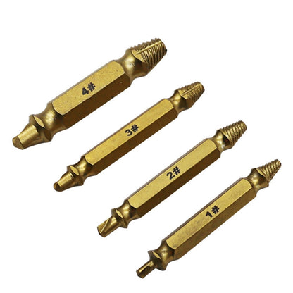 4 in 1 Screw Extractor เจาะ Bits เครื่องมือ Broken Bolt Remover (1 #, 2 #, 3 #, 4 #) พร้อมกล่องพลาสติก, Gold s2, Gold 4341, 4341, s2