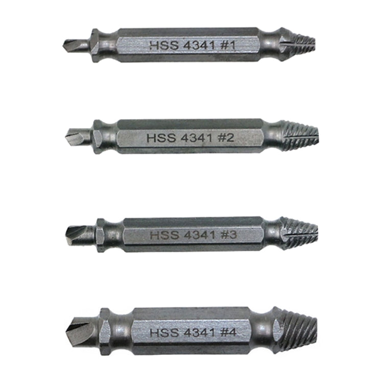 4 in 1 Screw Extractor เจาะ Bits เครื่องมือ Broken Bolt Remover (1 #, 2 #, 3 #, 4 #) พร้อมกล่องพลาสติก, Gold s2, Gold 4341, 4341, s2