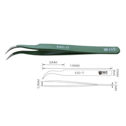 BEST BST-17 แหนบสแตนเลส ESD ป้องกันไฟฟ้าสถิตที่มีความแม่นยำ, BST-17