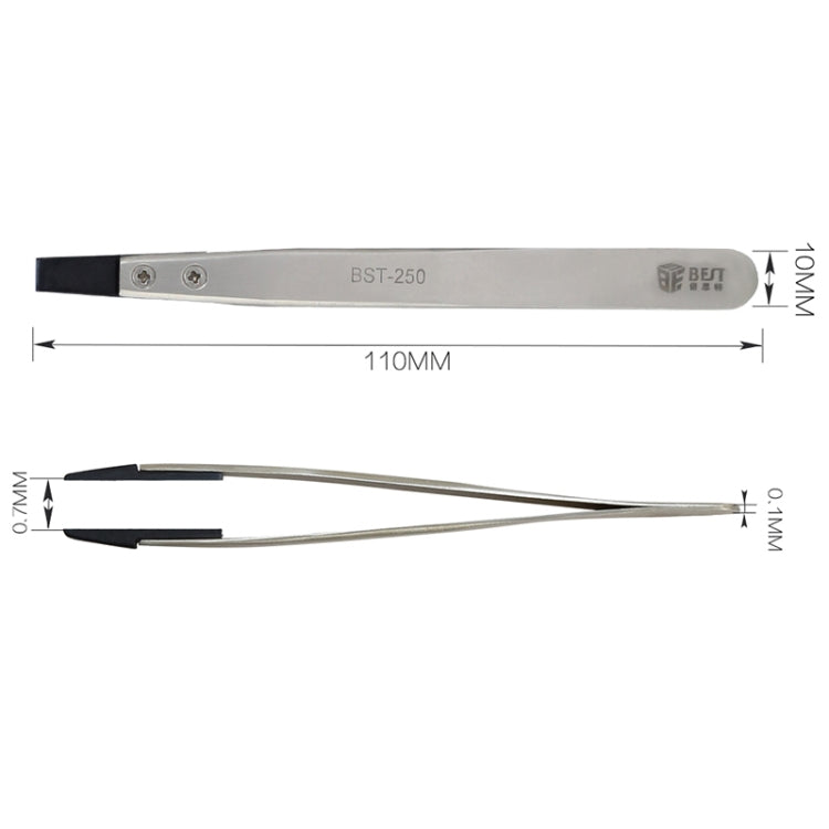 BEST BST-250 สแตนเลสสตีล Snti Static Tweezer, BST-250