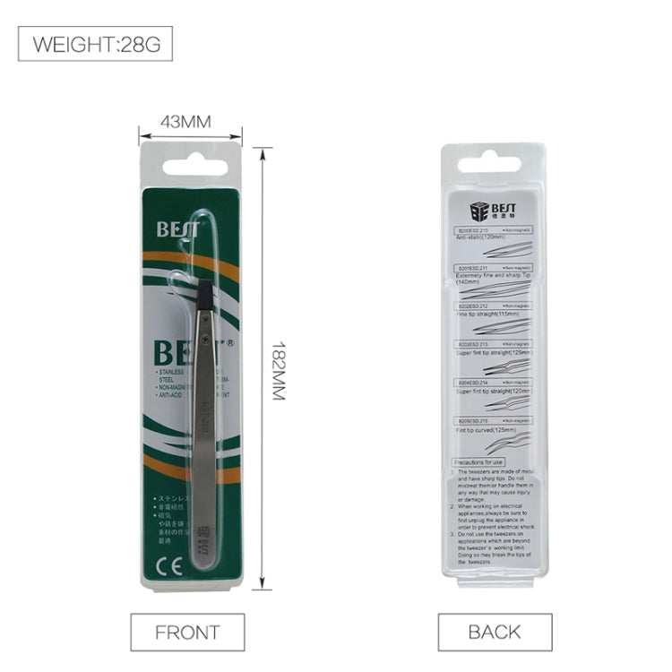 BEST BST-250 สแตนเลสสตีล Snti Static Tweezer, BST-250